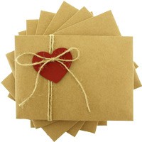 kartpostal - Kırmızı Kalpli & İpli Kraft