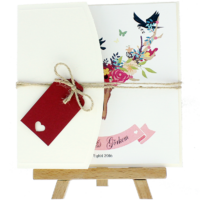 13x18 Kartpostal - Açık Davetiye Zarfı - 13x18-Krem-  İpli, Kırmızı Etiketli