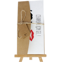 dikdörtgen - Açık Davetiye Zarfı - 21x10-Kraft -  İpli, Kraft Etiketli