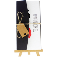 dikdörtgen - Açık Davetiye Zarfı - 21x10-Siyah - İpli, Kraft Etiketli